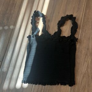 XS black ruffle crop top.